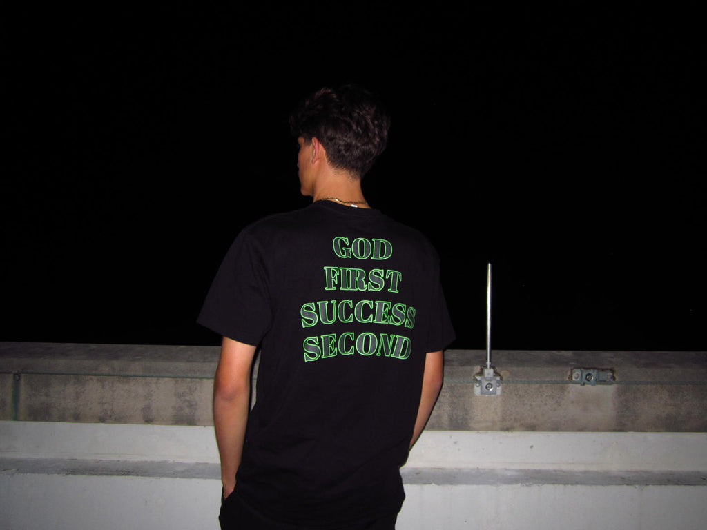 PRINTD Faith Before Fortune Tee - Black/Green